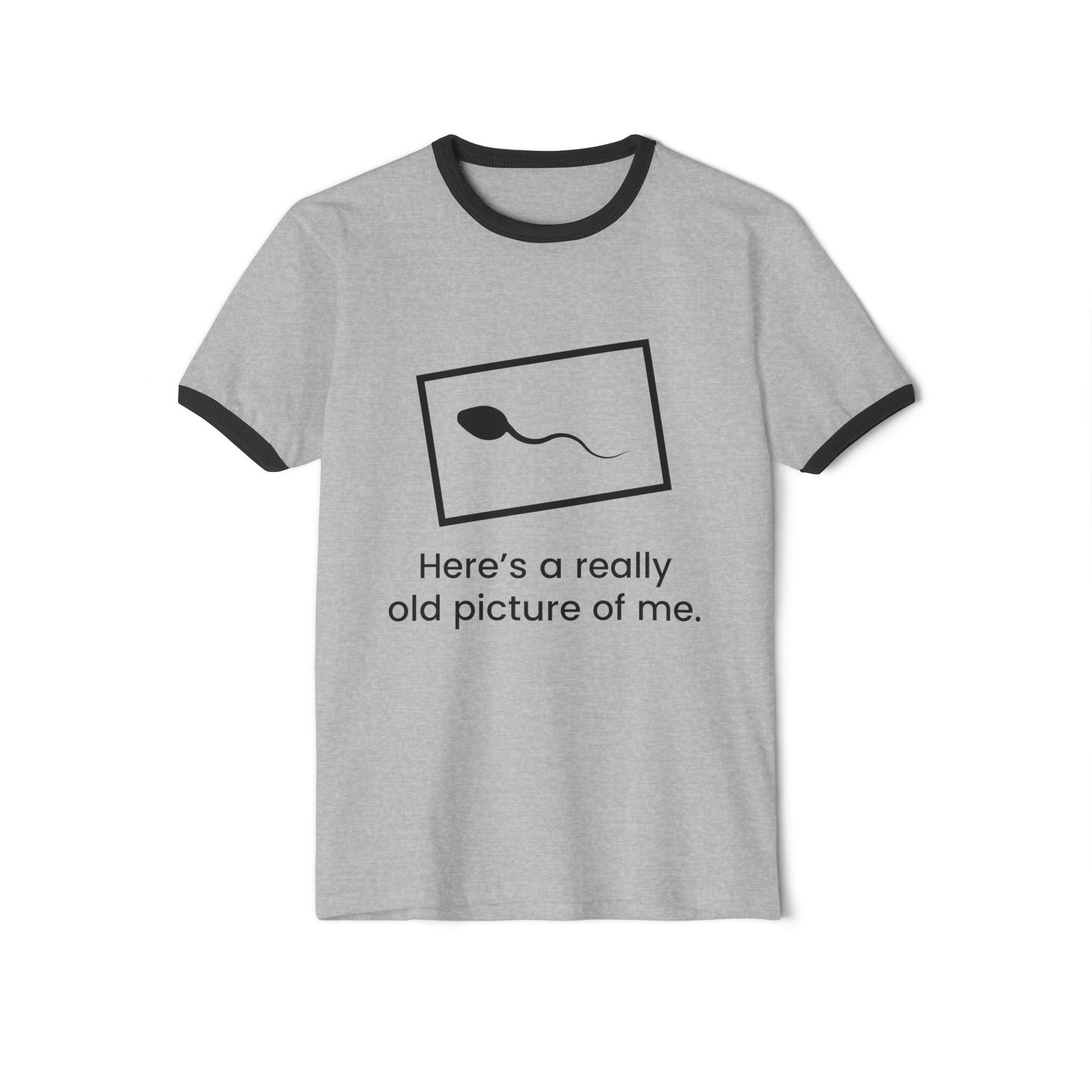 5399310255642709646_2048.jpeg Ringer T-Shirt — "Here's a Really Old Picture of Me" Funny Sperm Photo Tee - Image 1